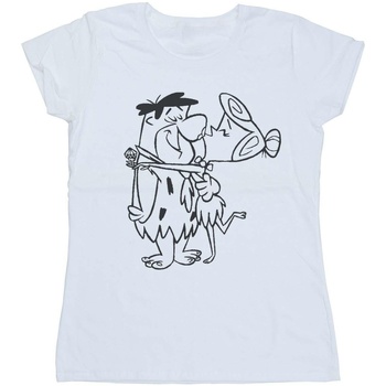 Vêtements Femme T-shirts manches longues The Flintstones Fred and Wilma Kiss Blanc