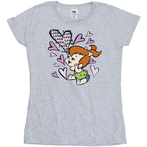 Vêtements Femme T-shirts manches longues The Flintstones Pebbles Love Love Love Gris