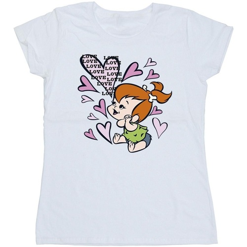 Vêtements Femme T-shirts manches longues The Flintstones Pebbles Love Love Love Blanc