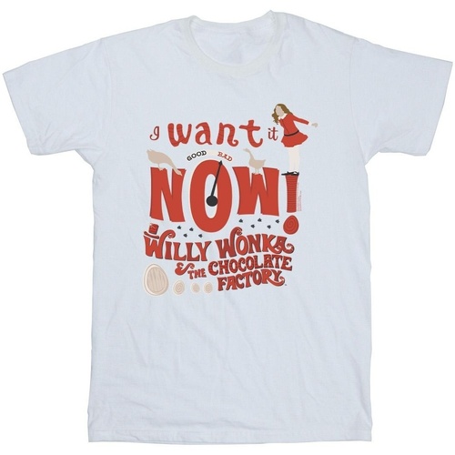 Vêtements Homme T-shirts manches longues Willy Wonka Verruca Salt I Want It Now Blanc