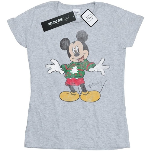 Vêtements Femme T-shirts manches longues Disney Mickey Mouse Christmas Jumper Gris