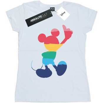 Vêtements Femme T-shirts manches longues Disney Mickey Mouse Rainbow Pose Blanc