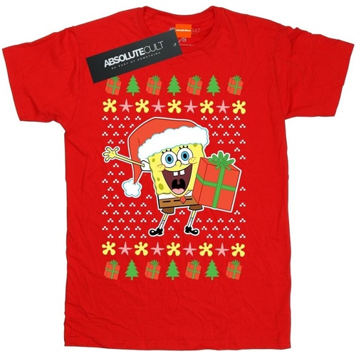 Vêtements Femme T-shirts manches longues Spongebob Squarepants Ugly Christmas Rouge