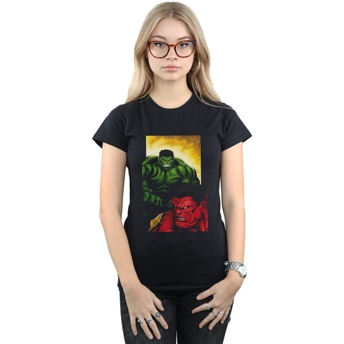 Vêtements Femme T-shirts manches longues Marvel Red Hulk Vs Green Hulk Noir