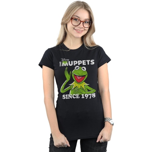 Vêtements Femme T-shirts manches longues Disney The Muppets Kermit Since 1978 Noir