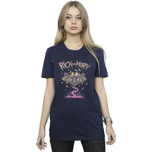 Vêtements Femme T-shirts manches longues Rick And Morty Pink Spaceship Bleu