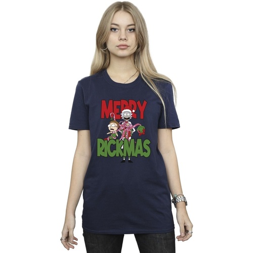 Vêtements Femme Ermanno Scervino tiger embroidered logo T-shirt Rick And Morty Merry Rickmas Bleu