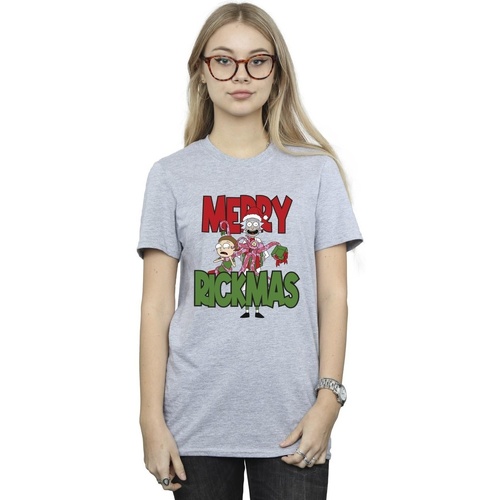 Vêtements Femme T-shirts manches longues Rick And Morty Merry Rickmas Gris