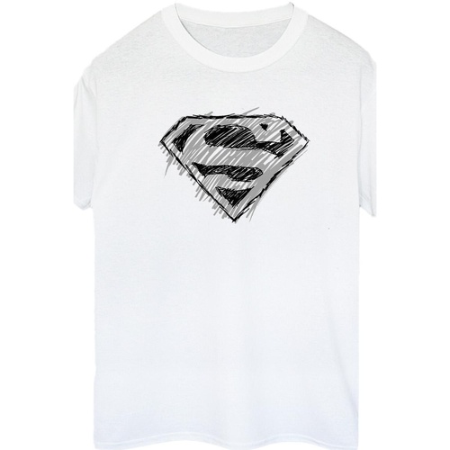 Vêtements Femme T-shirts manches longues Dc Comics Superman Logo Sketch Blanc