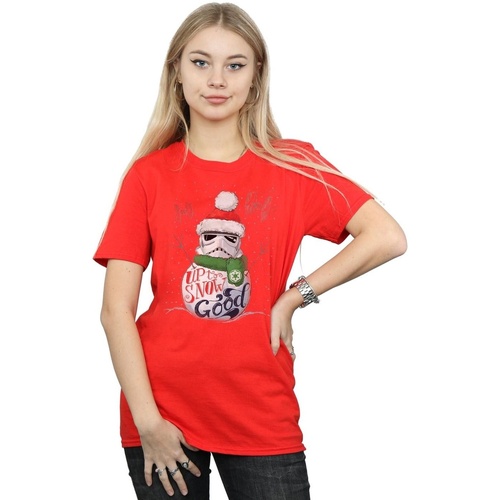 Vêtements Femme T-shirts manches longues Disney Stormtrooper Up To Snow Good Rouge