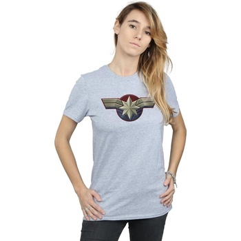 Vêtements Femme T-shirts manches longues Marvel Captain  Chest Emblem Gris