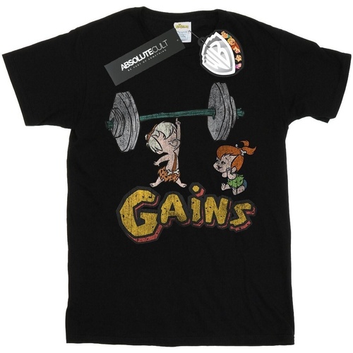 Vêtements Femme T-shirts manches longues The Flintstones Bam Bam Gains Distressed Noir