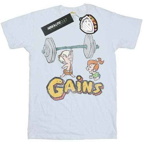 Vêtements Femme T-shirts manches longues The Flintstones Bam Bam Gains Distressed Blanc
