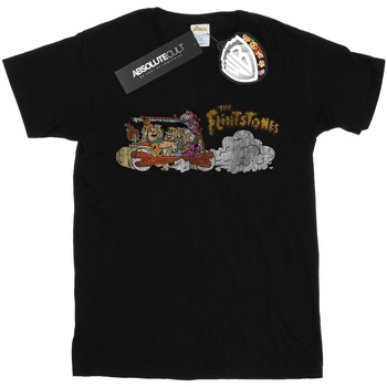 Vêtements Femme T-shirts manches longues The Flintstones Family Car Distressed Noir