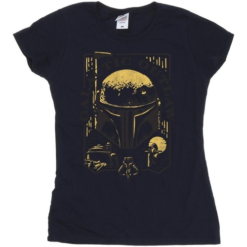 Vêtements Femme T-shirts manches longues Star Wars: The Book Of Boba Fett Galactic Outlaw Distress Bleu