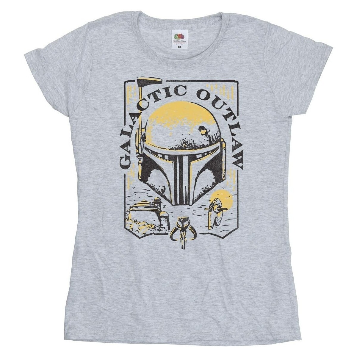 Vêtements Femme T-shirts manches longues Star Wars: The Book Of Boba Fett Galactic Outlaw Distress Gris