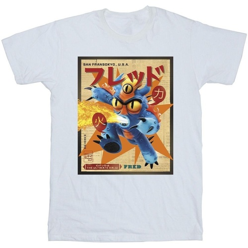 Vêtements Fille T-shirts manches longues Disney Big Hero 6 Baymax Fred Newspaper Blanc
