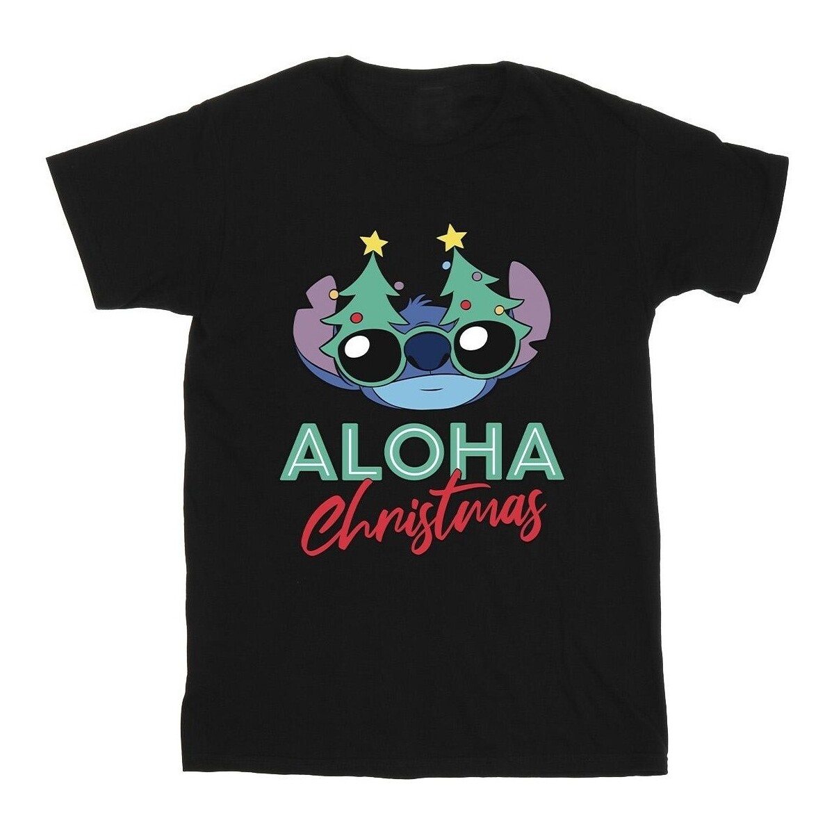 Vêtements Fille T-shirts manches longues Disney Lilo And Stitch Christmas Tree Shades Noir
