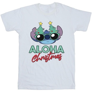 Vêtements Fille T-shirts manches longues Disney Lilo And Stitch Christmas Tree Shades Blanc