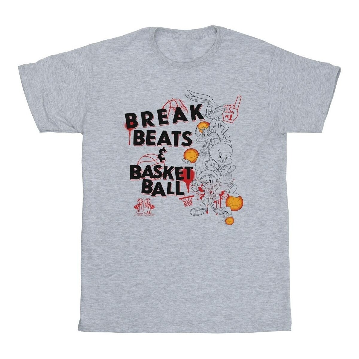 Vêtements Garçon T-shirts manches courtes Space Jam: A New Legacy Break Beats & Basketball Gris