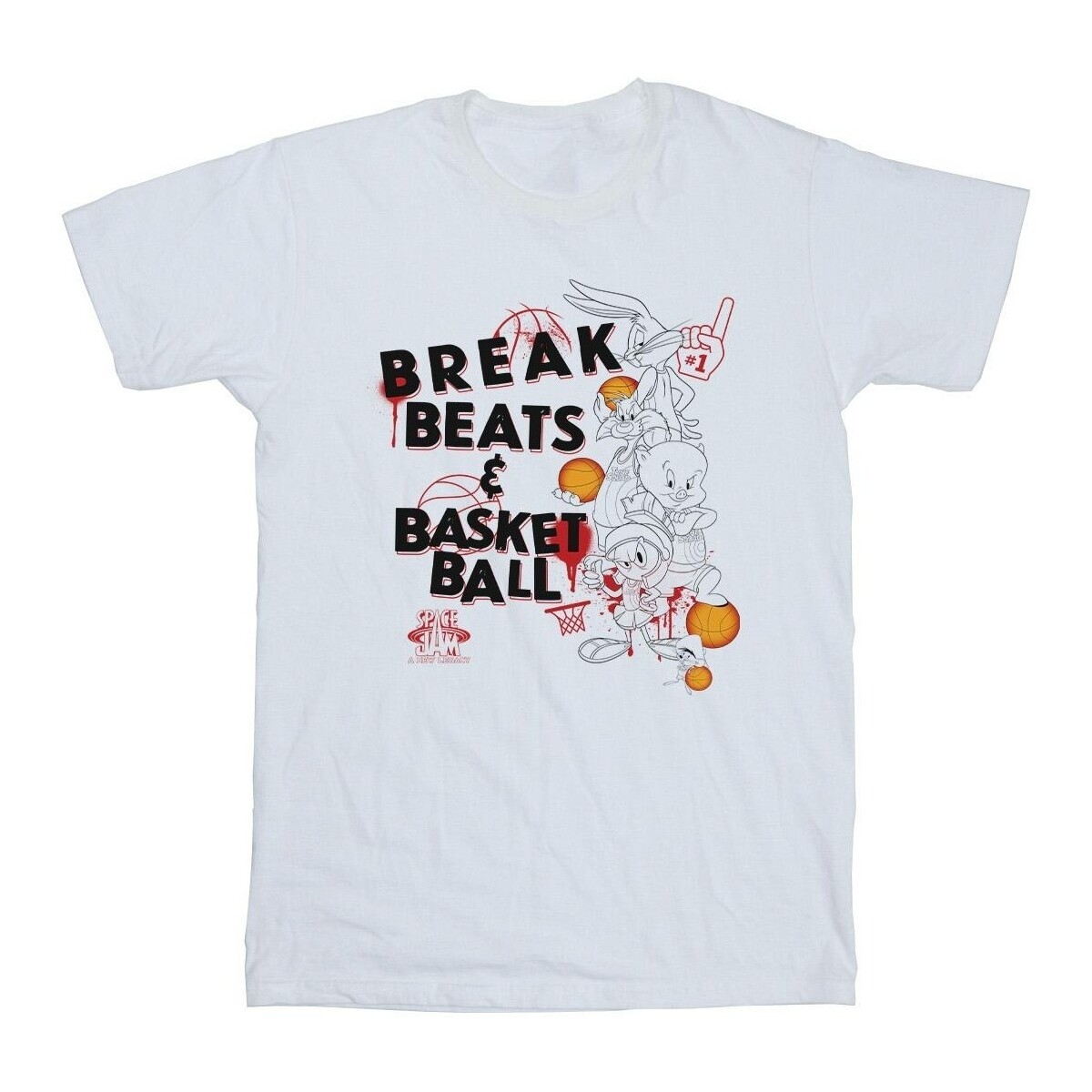 Vêtements Garçon T-shirts manches courtes Space Jam: A New Legacy Break Beats & Basketball Blanc