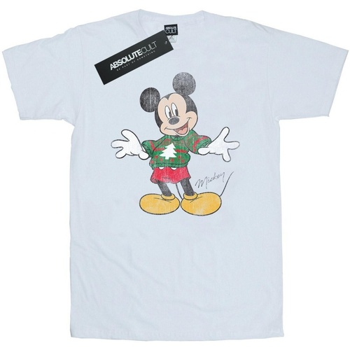 Vêtements Homme T-shirts manches longues Disney Mickey Mouse Christmas Jumper Blanc