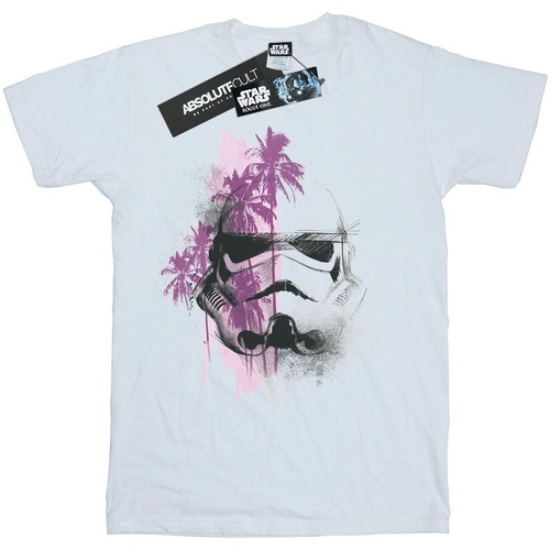Vêtements Garçon T-shirts manches courtes Disney Rogue One Stormtrooper Palm Trees Blanc
