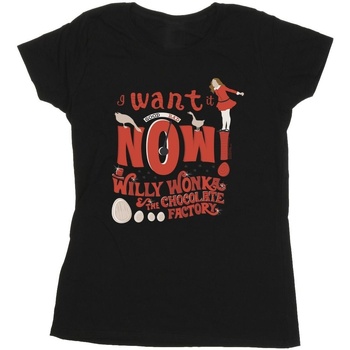 Vêtements Femme T-shirts manches longues Willy Wonka Verruca Salt I Want It Now Noir