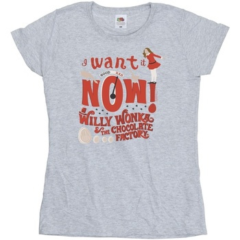 Vêtements Femme T-shirts manches longues Willy Wonka Verruca Salt I Want It Now Gris
