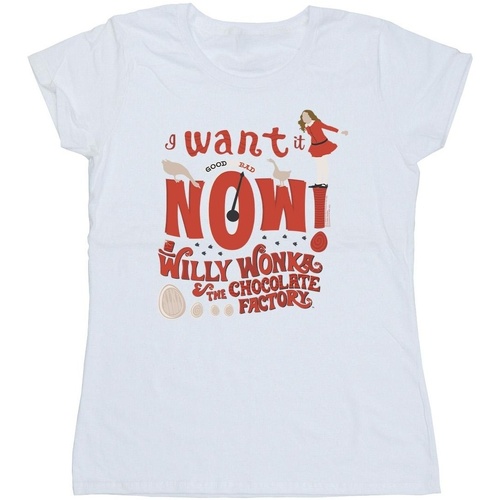 Vêtements Femme T-shirts manches longues Willy Wonka Verruca Salt I Want It Now Blanc