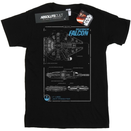Vêtements Garçon T-shirts manches courtes Disney Force Awakens Millennium Falcon Manual Noir