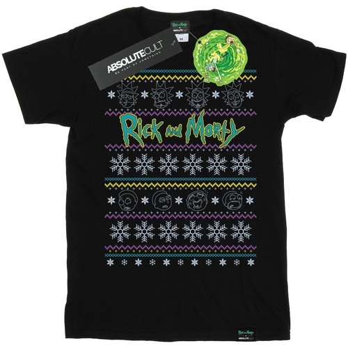 Vêtements Femme T-shirts manches longues Rick And Morty Christmas Faces Noir