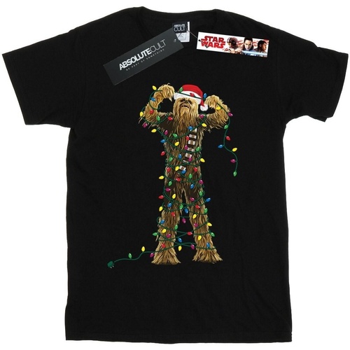 Vêtements Garçon T-shirts manches courtes Disney Chewbacca Christmas Lights Noir