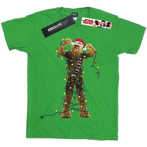 Vêtements Garçon T-shirts manches courtes Disney Chewbacca Christmas Lights Vert