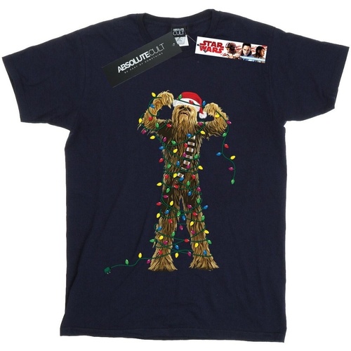 Vêtements Garçon T-shirts manches courtes Disney Chewbacca Christmas Lights Bleu