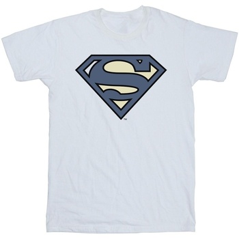 Vêtements Fille T-shirts manches longues Dc Comics Superman Indigo Blue Logo Blanc