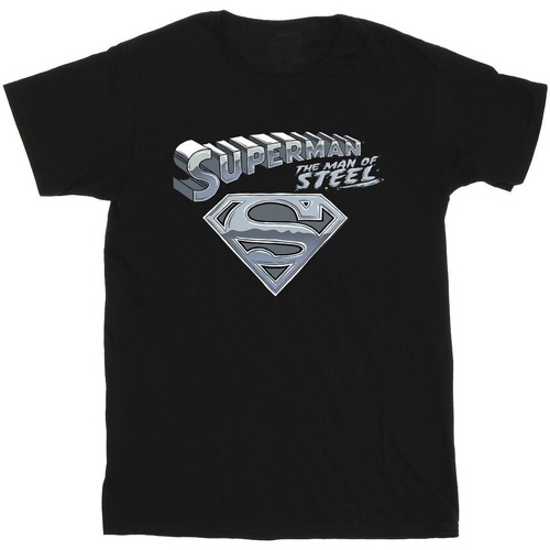Vêtements Fille T-shirts manches longues Dc Comics Superman The Man Of Steel Noir