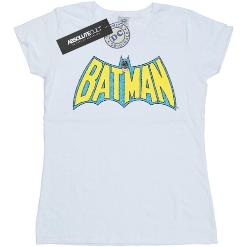 Vêtements Femme T-shirts manches longues Dc Comics Batman Crackle Logo Blanc