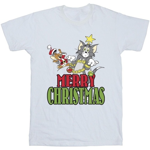 Vêtements Garçon T-shirts manches courtes Dessins Animés Merry Christmas Baubles Blanc
