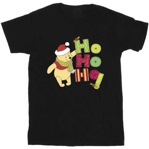 Vêtements Garçon T-shirts manches courtes Disney Winnie The Pooh Ho Ho Ho Scarf Noir