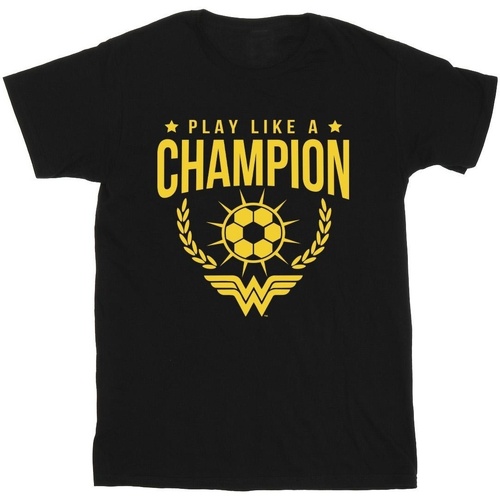 Vêtements Garçon T-shirts manches courtes Dc Comics Wonder Woman Play Like A Champion Noir