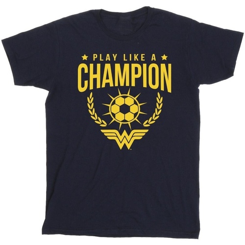 Vêtements Garçon T-shirts manches courtes Dc Comics Wonder Woman Play Like A Champion Bleu