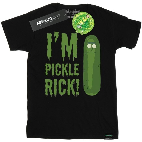 Vêtements Strada T-shirts manches longues Rick And Morty I'm Pickle Rick Noir