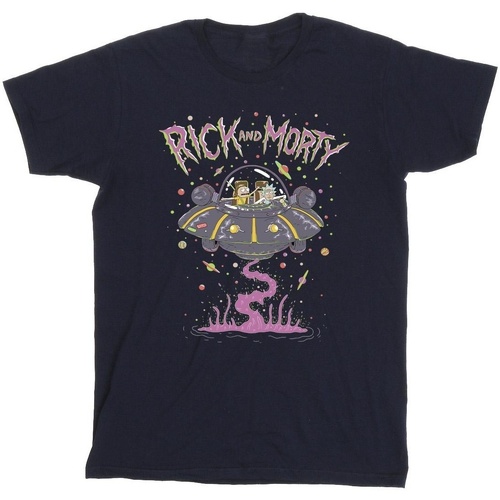 Vêtements Strada T-shirts manches longues Rick And Morty Pink Spaceship Bleu