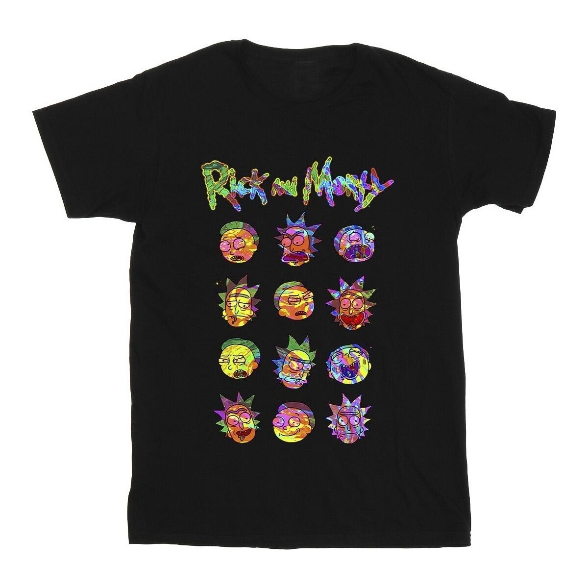 Vêtements Homme T-shirts manches longues Rick And Morty Tie Dye Faces Noir