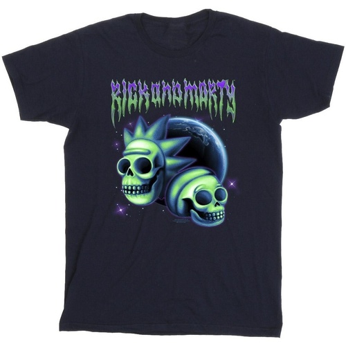 Vêtements Strada T-shirts manches longues Rick And Morty Space Skull Bleu