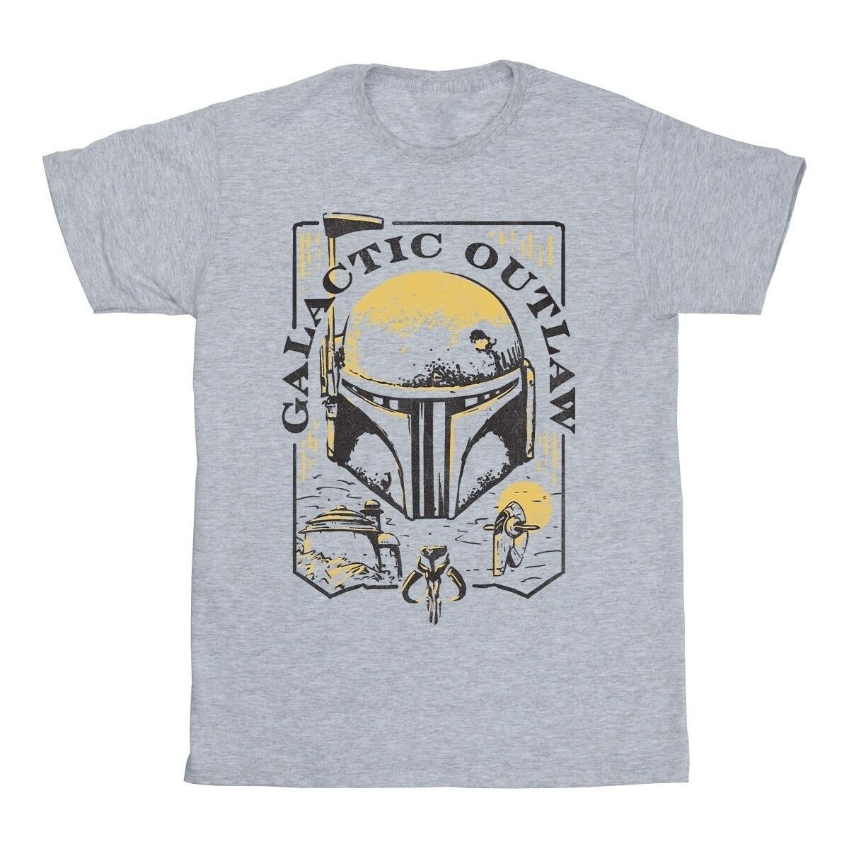 Vêtements Homme T-shirts manches longues Star Wars: The Book Of Boba Fett Galactic Outlaw Distress Gris