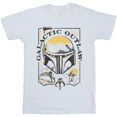 Vêtements Homme T-shirts manches longues Star Wars: The Book Of Boba Fett Galactic Outlaw Distress Blanc