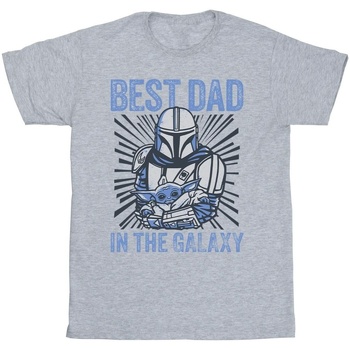Vêtements Homme T-shirts manches longues Disney Mandalorian Best Dad Galaxy Gris