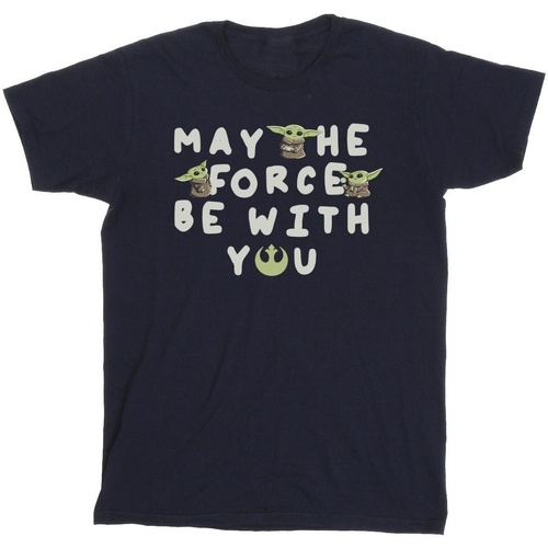 Vêtements Homme T-shirts manches longues Disney The Mandalorian Grogu May The Force Be With You Bleu